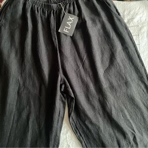 New Flax Black Linen Wide Leg Pants Size 3G NWT Lagenlook Minimalist